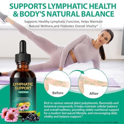 Lymphatische Drainage Tropfen – Natürliche Unterstützung für das Lymphsystem mit Echinacea, Löwenzahn, Holunder, Klettenlabkraut, Astragalus, Klette & mehr – 60 ml