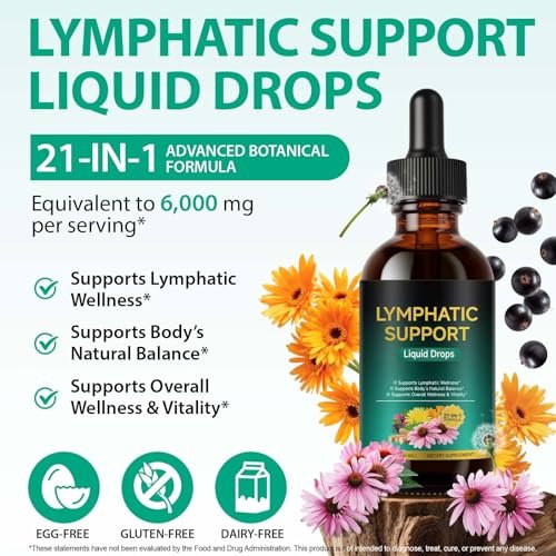 Lymphatische Drainage Tropfen – Natürliche Unterstützung für das Lymphsystem mit Echinacea, Löwenzahn, Holunder, Klettenlabkraut, Astragalus, Klette & mehr – 60 ml