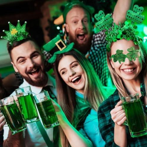 AouEtnay 6er-Pack St. Patrick's Day Stirnband mit grünem Kleeblatt – Party-Haarbänder für Feierlichkeiten