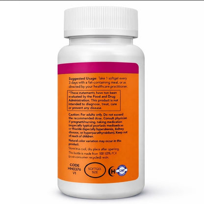 NOW Foods Vitamin D-3 10.000 IE – Höchste Potenz, 200 Weichkapseln für Knochen- & Immununterstützung
