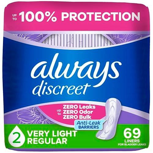Always Discreet Inkontinenz-Slipeinlagen für Frauen bei Blasenschwäche, Größe 2, sehr leichte Saugstärke, bis zu 100% Blasenschutz, 69 Stück