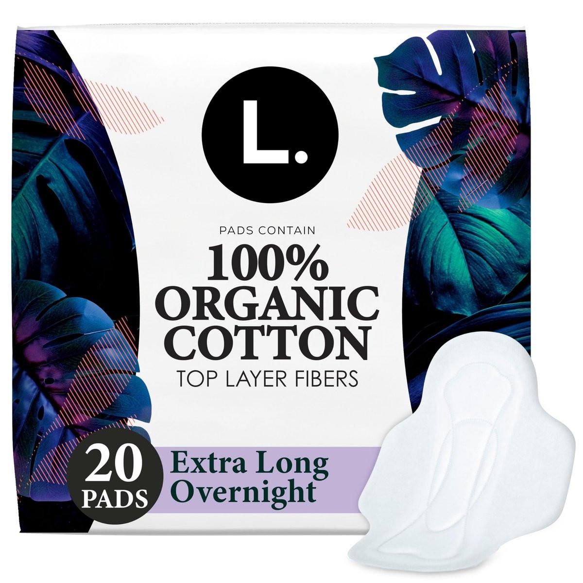 Ultra dünne Damenbinden für Frauen, Bio-Baumwoll-Oberlage, extra lange Nacht-Saugfähigkeit, Menstruationsbinden mit Flügeln, ohne synthetische Pestizide und Duftstoffe, 20 Stück