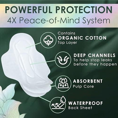 Ultra dünne Damenbinden für Frauen, Bio-Baumwoll-Oberlage, extra lange Nacht-Saugfähigkeit, Menstruationsbinden mit Flügeln, ohne synthetische Pestizide und Duftstoffe, 20 Stück