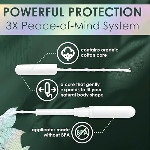 L. Tampons aus Bio-Baumwolle, Super/Super Plus Saugstärke, Multipack, ohne synthetische Pestizide, Rayon oder Duftstoffe, Applikator ohne BPA, auslaufsicheres Design, 36 Stück