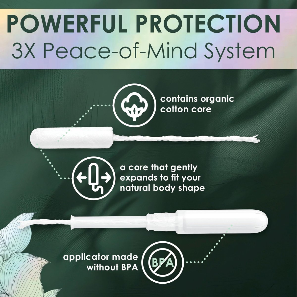 L. Tampons aus Bio-Baumwolle, Super/Super Plus Saugstärke, Multipack, ohne synthetische Pestizide, Rayon oder Duftstoffe, Applikator ohne BPA, auslaufsicheres Design, 36 Stück