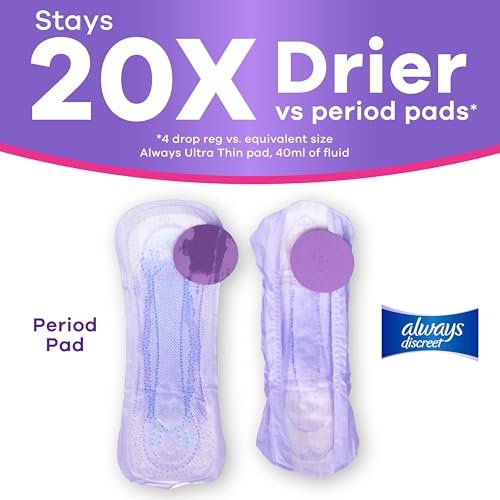 Always Discreet Inkontinenz-Pads für Frauen, leichte Saugfähigkeit, reguläre Länge, Wochenbett-Pads, bis zu 100% Blasenschutz, 42 Stück