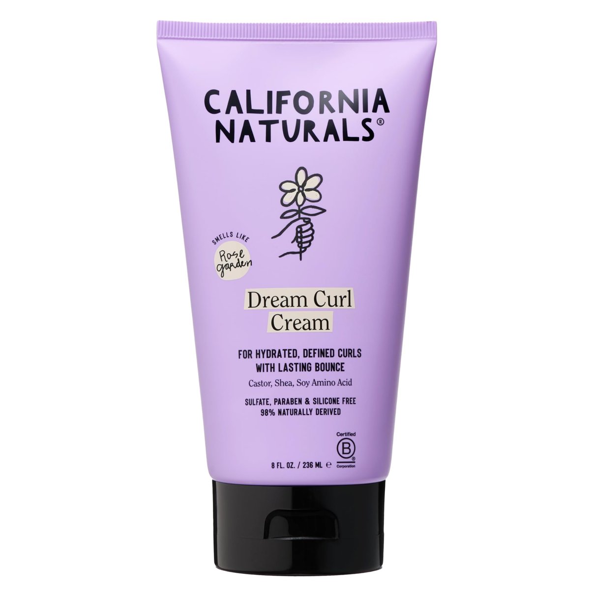 California Naturals Dream Curl Defining Cream – Lockencreme für welliges, lockiges und krauses Haar, Anti-Frizz mit Sheabutter und Rizinusöl, sulfat- und parabenfrei, natürlich, vegan, Rosengarten, 237 ml