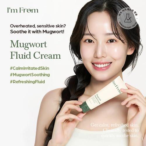 I’m From Mugwort Fluid Cream – Leichte, beruhigende Feuchtigkeitscreme für empfindliche Haut, vegane Koreanische Hautpflege 50 ml