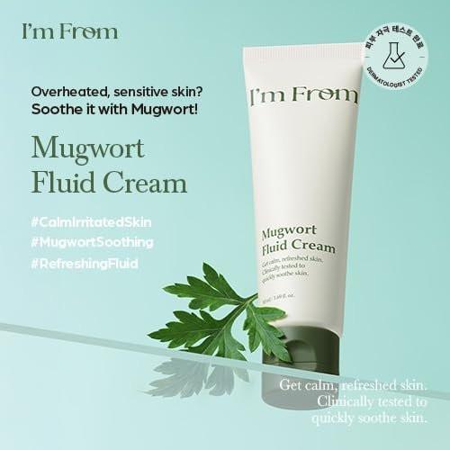 I’m From Mugwort Fluid Cream – Leichte, beruhigende Feuchtigkeitscreme für empfindliche Haut, vegane Koreanische Hautpflege 50 ml