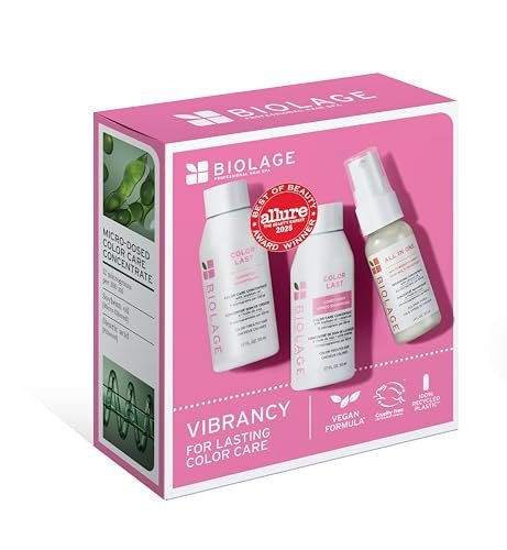 Biolage Color Last Reisegröße Trio Set – Mini Shampoo, Conditioner & All-in-One Spray für coloriertes Haar, 3-teiliges Pflegeset (4,4 Fl Oz je Flasche)