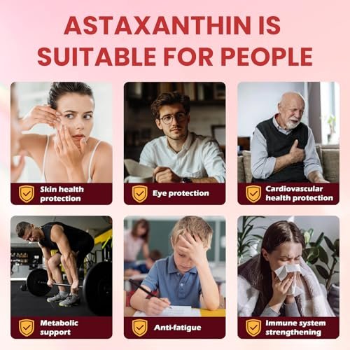 Gluvelop Premium Astaxanthin 12 mg – Natürliches Mikroalgen-Antioxidans für Haut, Augen und Immunsystem – Nicht-GVO, 120 Weichkapseln (4-Monats-Vorrat)