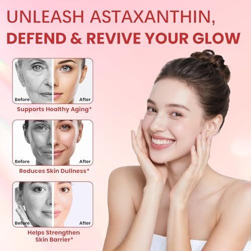 Gluvelop Premium Astaxanthin 12 mg – Natürliches Mikroalgen-Antioxidans für Haut, Augen und Immunsystem – Nicht-GVO, 120 Weichkapseln (4-Monats-Vorrat)