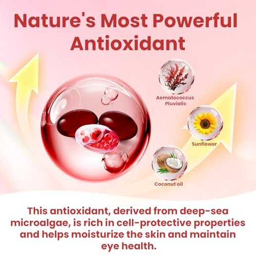 Gluvelop Premium Astaxanthin 12 mg – Natürliches Mikroalgen-Antioxidans für Haut, Augen und Immunsystem – Nicht-GVO, 120 Weichkapseln (4-Monats-Vorrat)