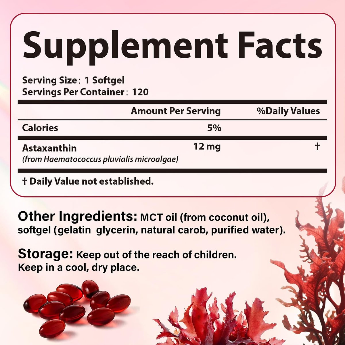 Gluvelop Premium Astaxanthin 12 mg – Natürliches Mikroalgen-Antioxidans für Haut, Augen und Immunsystem – Nicht-GVO, 120 Weichkapseln (4-Monats-Vorrat)