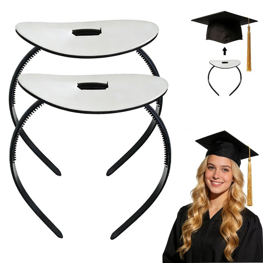 Amsomyin 2er-Pack Abschlusskappe Stirnband-Einsatz, Fester Anti-Rutsch-Haarband-Halter mit Klettverschluss, Sichere Grad Hat & Frisur für Absolventen Studenten Frauen (Kappe nicht enthalten)