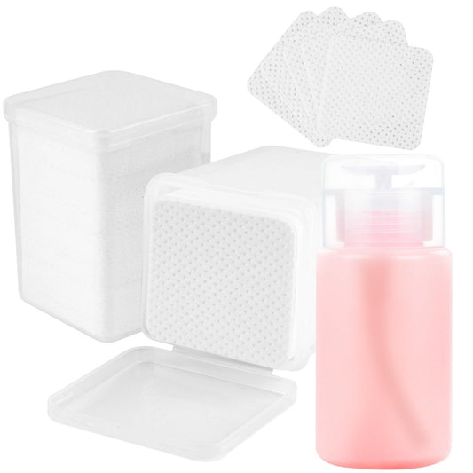 Corconess Fusselfreie Nageltücher mit Spender 400 Stück – inklusive 120 ml Aceton-Spenderflasche, korrosionsbeständig, für Aceton, Alkohol, Nagellackentferner
