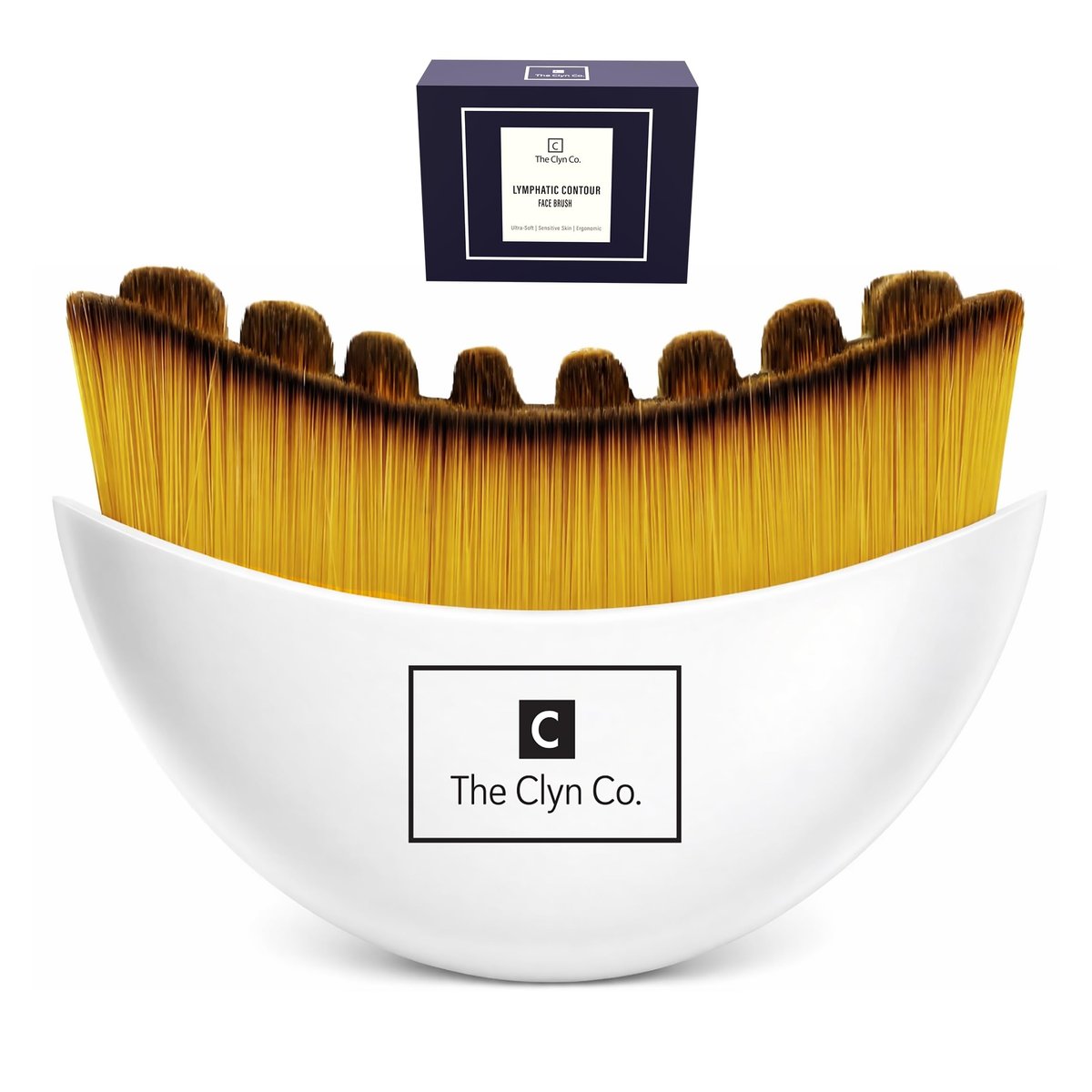 The Clyn Co. Lymphatische Kontur-Gesichtsbürste mit extra weichen Borsten, glatten Kanten, ergonomischem Griff – Lymphdrainage-Bürste für trockenes Bürsten im Gesicht und strahlende Haut