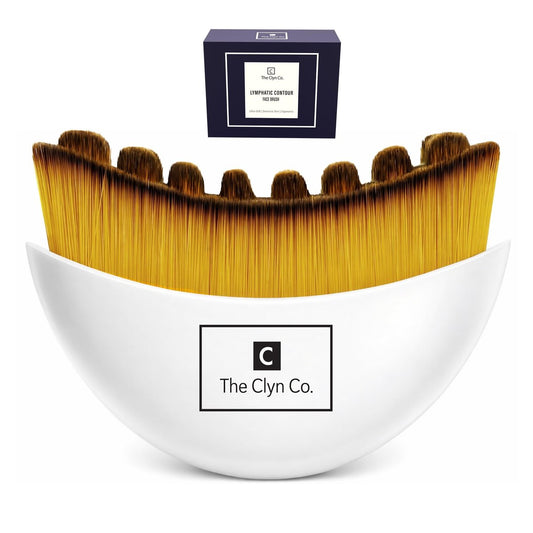 The Clyn Co. Lymphatische Kontur-Gesichtsbürste mit extra weichen Borsten, glatten Kanten, ergonomischem Griff – Lymphdrainage-Bürste für trockenes Bürsten im Gesicht und strahlende Haut