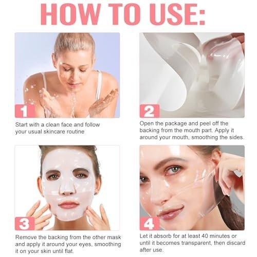 BXRUIAGN Kollagen-Gesichtsmaske – Anti-Falten-Patches & koreanische Sheet Mask für temporäre Glättung, sichtbar mehr Ausstrahlung & Elastizität, Geschenk für Frauen (Pink, 4 Stück)
