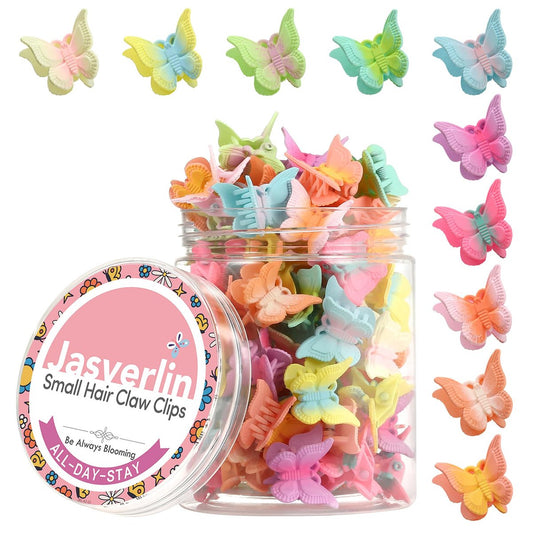 JASVERLIN Mini Butterfly Haarspangen für Mädchen, Süße Y2K Ästhetik Haaraccessoires, Kleine bunte Krallenspangen für Kinder Teenager, Winzige Haarklammern für 90er Jahre Zöpfe Festival Styling, 50 Stück (Pastell Flutter)