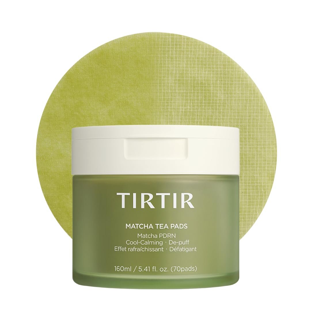TIRTIR Matcha PDRN Toner Pad – Doppelseitige Pads zur Verfeinerung und Hydratation, 10.000 ppm veganes PDRN & 2% Niacinamid, sofortige Rötungsminderung, täglicher beruhigender Peeling-Pad, 70 Pads