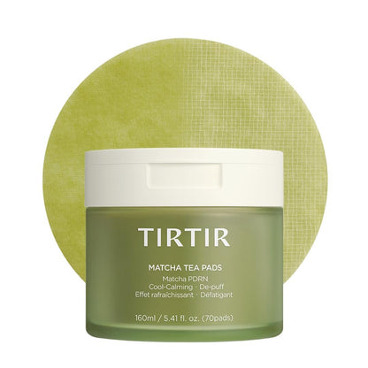 TIRTIR Matcha PDRN Toner Pad – Doppelseitige Pads zur Verfeinerung und Hydratation, 10.000 ppm veganes PDRN & 2% Niacinamid, sofortige Rötungsminderung, täglicher beruhigender Peeling-Pad, 70 Pads
