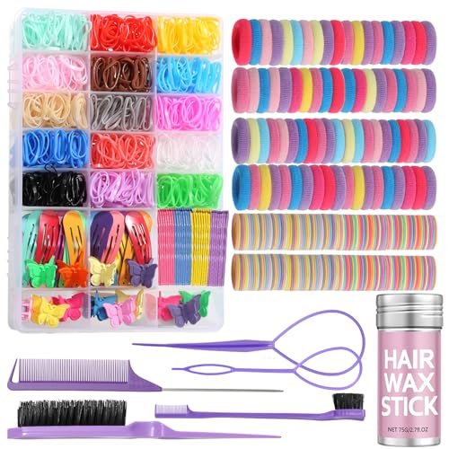 Yogode Haaraccessoires für Mädchen – Bunte elastische Haargummis mit Haarspangen, Haarbänder Set Geschenk