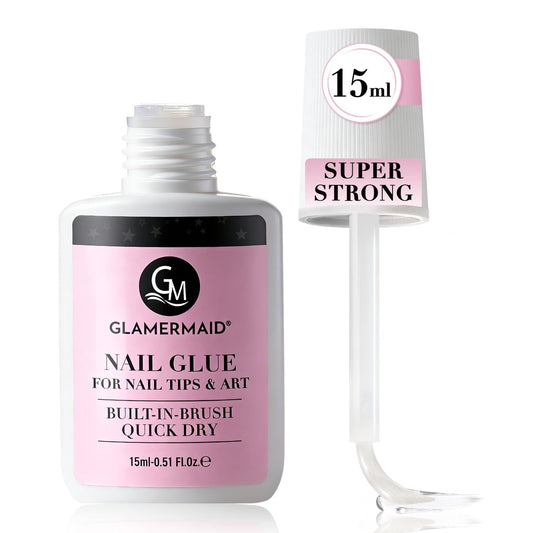GLAMERMAID Nagelkleber für Press-On-Nägel, kein Lampen-Bedarf 15ml, 28 Tage lang anhaltend, schnell trocknend, TPO & Hema-frei, super starker Kleber für Nagelspitzen und Acrylfalschnägel, maximale Stärke
