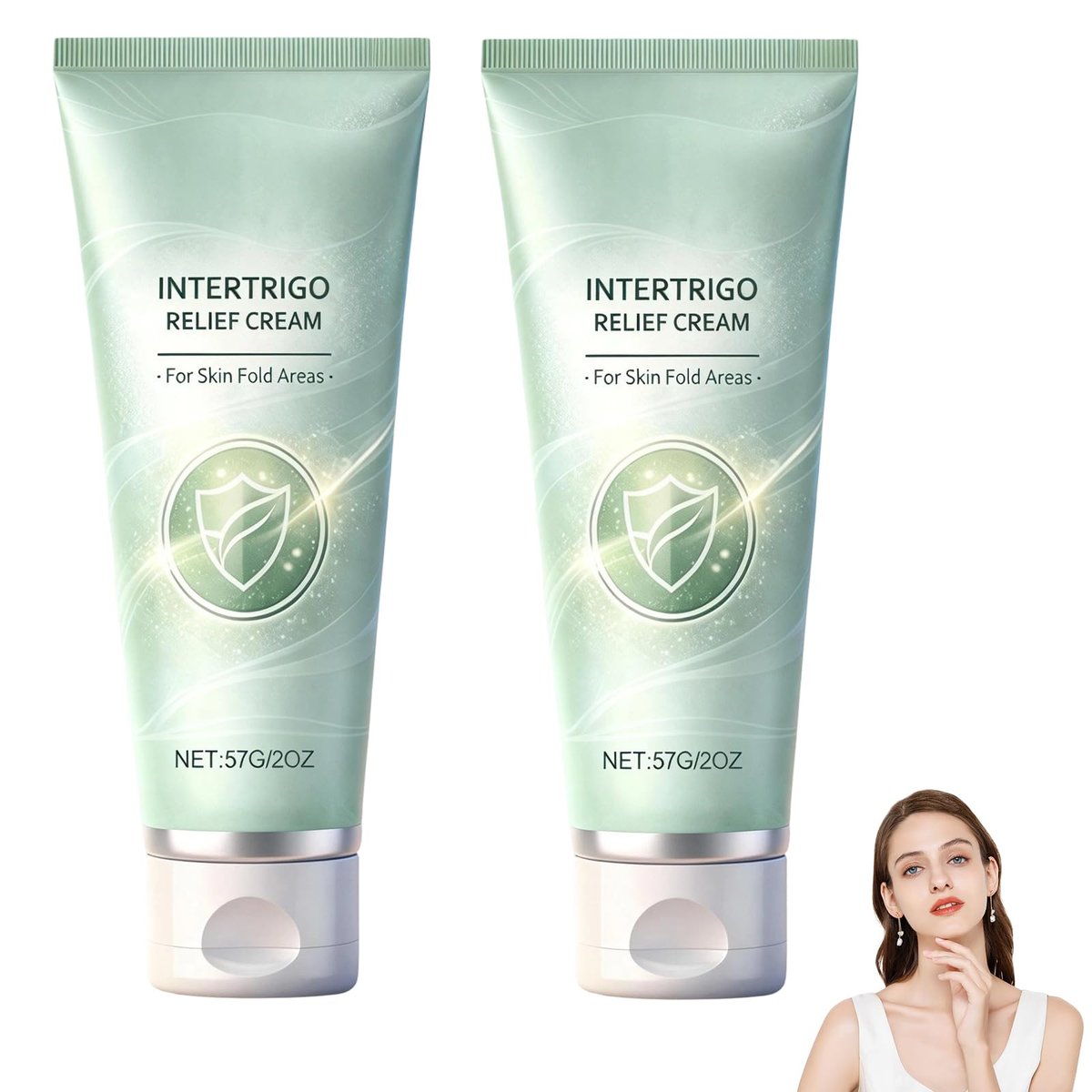 VOYOCUGE 2er-Pack Intertrigo-Creme, Hautpflege bei Hautfalten & Scheuerstellen, Schnell trocknend, fettfrei, 2 x 57 g