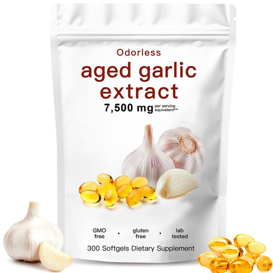 ULIKEATM Geruchsloser gealterter Knoblauchextrakt, 7500 mg Bio-Knoblauch-Kapseln zur Unterstützung der Antioxidantien und des Immunsystems, vegan, nicht gentechnisch verändert, rein natürlich – 300 Kapseln