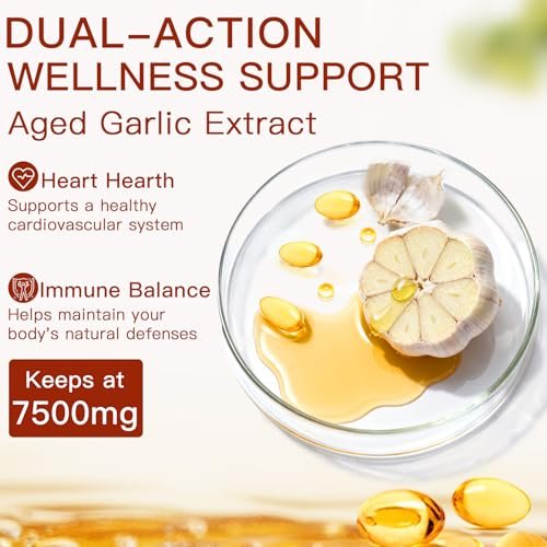 ULIKEATM Geruchsloser gealterter Knoblauchextrakt, 7500 mg Bio-Knoblauch-Kapseln zur Unterstützung der Antioxidantien und des Immunsystems, vegan, nicht gentechnisch verändert, rein natürlich – 300 Kapseln