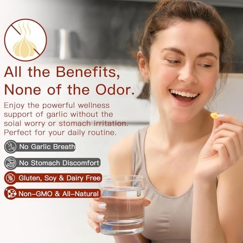 ULIKEATM Geruchsloser gealterter Knoblauchextrakt, 7500 mg Bio-Knoblauch-Kapseln zur Unterstützung der Antioxidantien und des Immunsystems, vegan, nicht gentechnisch verändert, rein natürlich – 300 Kapseln