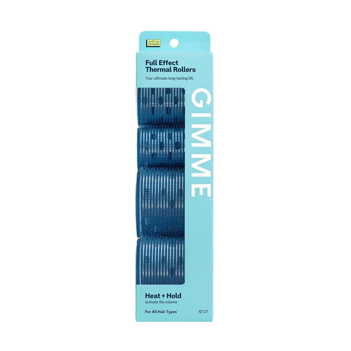 Gimme Beauty Full Effect Thermal Roller - Haarrollen für salonfähige Blow-Outs - Sanfter & sicherer Halt für ganztägiges Styling - 3 Größen für federnde Locken oder natürliche Wellen - Alle Haartypen, 12 Stück