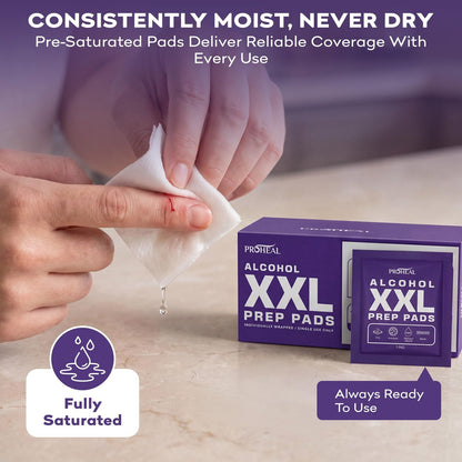 XXL Sterile Alkoholtupfer 300 Stück - 70% Isopropylalkohol-Wipes, einzeln verpackt - 2-lagig - Ideal für Injektionsstellen und Hautreinigung, extra groß 1,75" x 3,25"