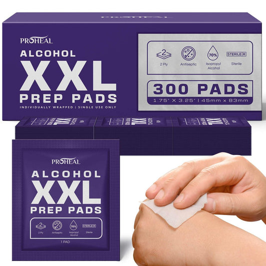 XXL Sterile Alkoholtupfer 300 Stück - 70% Isopropylalkohol-Wipes, einzeln verpackt - 2-lagig - Ideal für Injektionsstellen und Hautreinigung, extra groß 1,75" x 3,25"