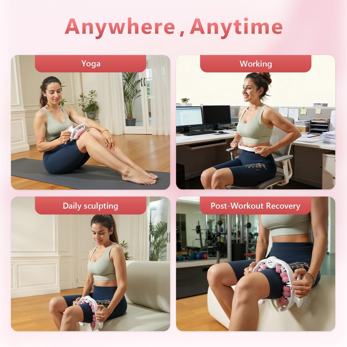 VOMLOR Cellulite Massage Roller – Lymphdrainage-Tool für Tiefengewebe-Faszienmassage – Muskelroller für Beine & Po, Anti-Cellulite-Massagegerät für Körperkonturierung und Hautglättung