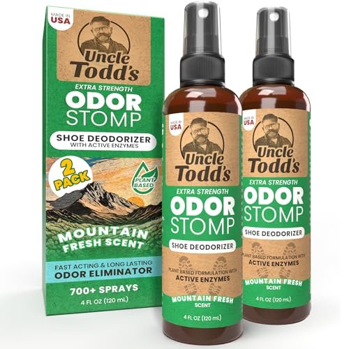 Uncle Todd's Odor Stomp Schuh-Deodorant 2er-Pack Mountain Fresh – Bewährter & kraftvoller Enzym-Schuhspray zur Geruchsbeseitigung in allen Schuhen