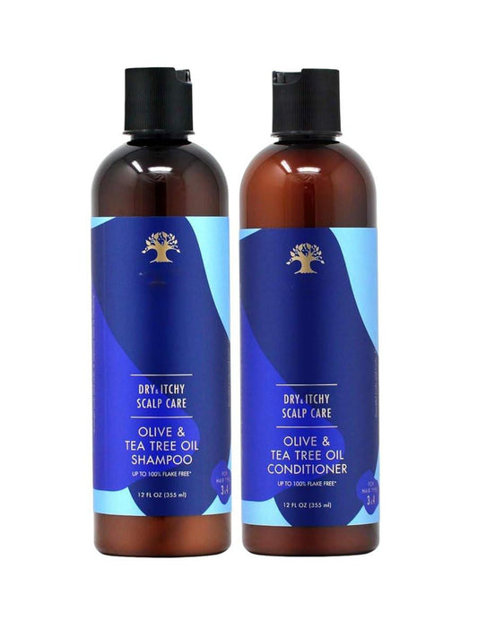 Trockene & juckende Kopfhaut Pflege Shampoo & Conditioner Duo, 2x 355 ml - Beruhigende Kopfhautpflege mit Teebaum-, Oliven- und Pfefferminzöl