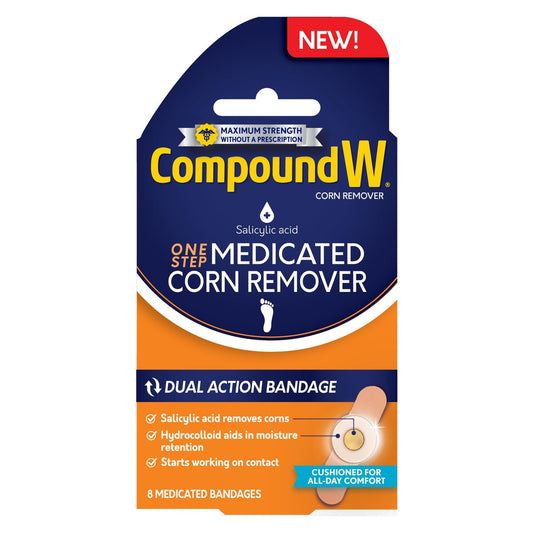 Compound W One Step Medicated Corn Remover Hydrokolloid-Pflaster mit Salicylsäure, 8 Stück