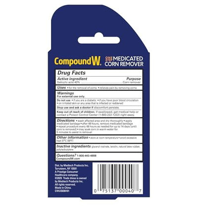 Compound W One Step Medicated Corn Remover Hydrokolloid-Pflaster mit Salicylsäure, 8 Stück