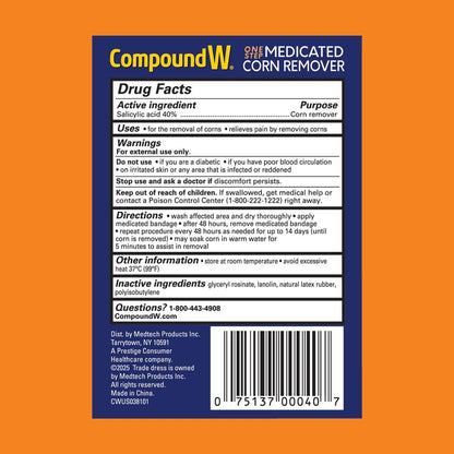 Compound W One Step Medicated Corn Remover Hydrokolloid-Pflaster mit Salicylsäure, 8 Stück