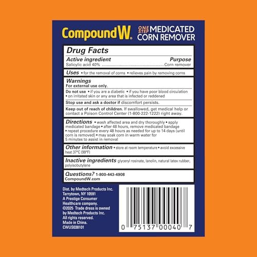 Compound W One Step Medicated Corn Remover Hydrokolloid-Pflaster mit Salicylsäure, 8 Stück