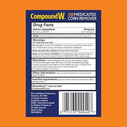 Compound W One Step Medicated Corn Remover Hydrokolloid-Pflaster mit Salicylsäure, 8 Stück