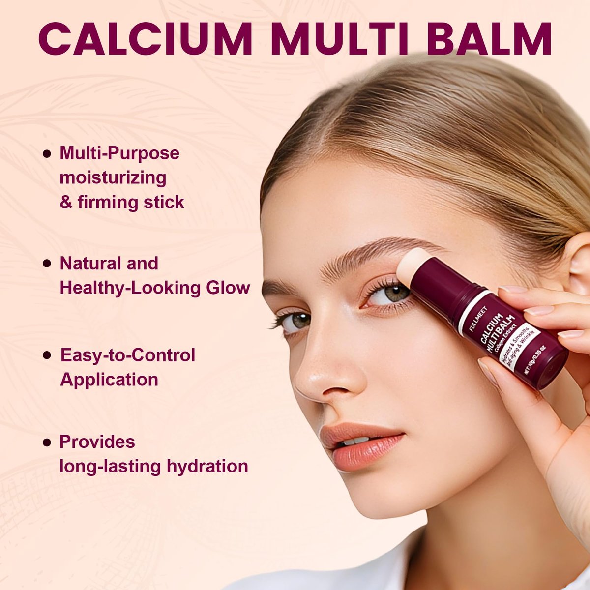 FullMeet Calcium Multi Balm Stick – Kollagen-Feuchtigkeitsstick für Gesicht, Augen & Hals, Anti-Aging, straffend, 10 g