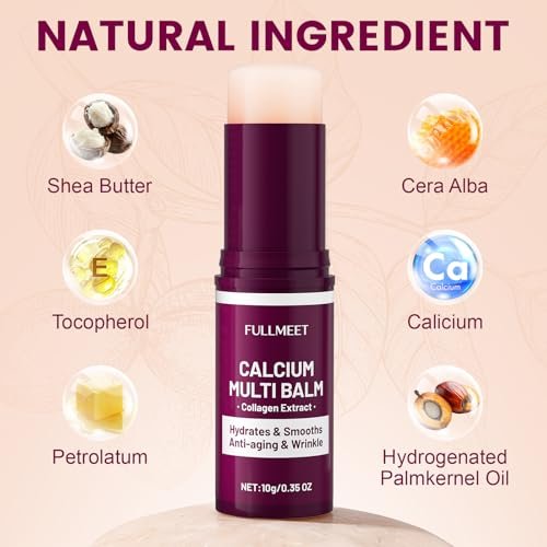 FullMeet Calcium Multi Balm Stick – Kollagen-Feuchtigkeitsstick für Gesicht, Augen & Hals, Anti-Aging, straffend, 10 g