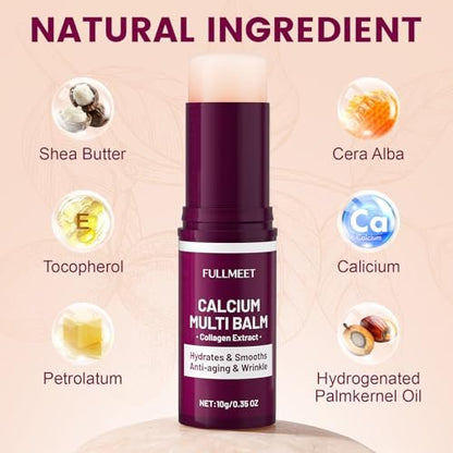 FullMeet Calcium Multi Balm Stick – Kollagen-Feuchtigkeitsstick für Gesicht, Augen & Hals, Anti-Aging, straffend, 10 g