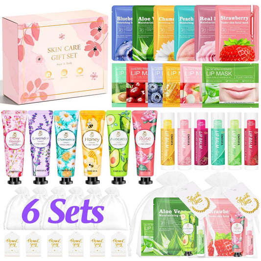 36-teiliges Geschenkset für Frauen – Gesichtsmaske, Lippenbalsam, Handcreme und Lippenmaske – Bulk-Paket für Muttertag, Lehrer-Dankeschön, Partygeschenke