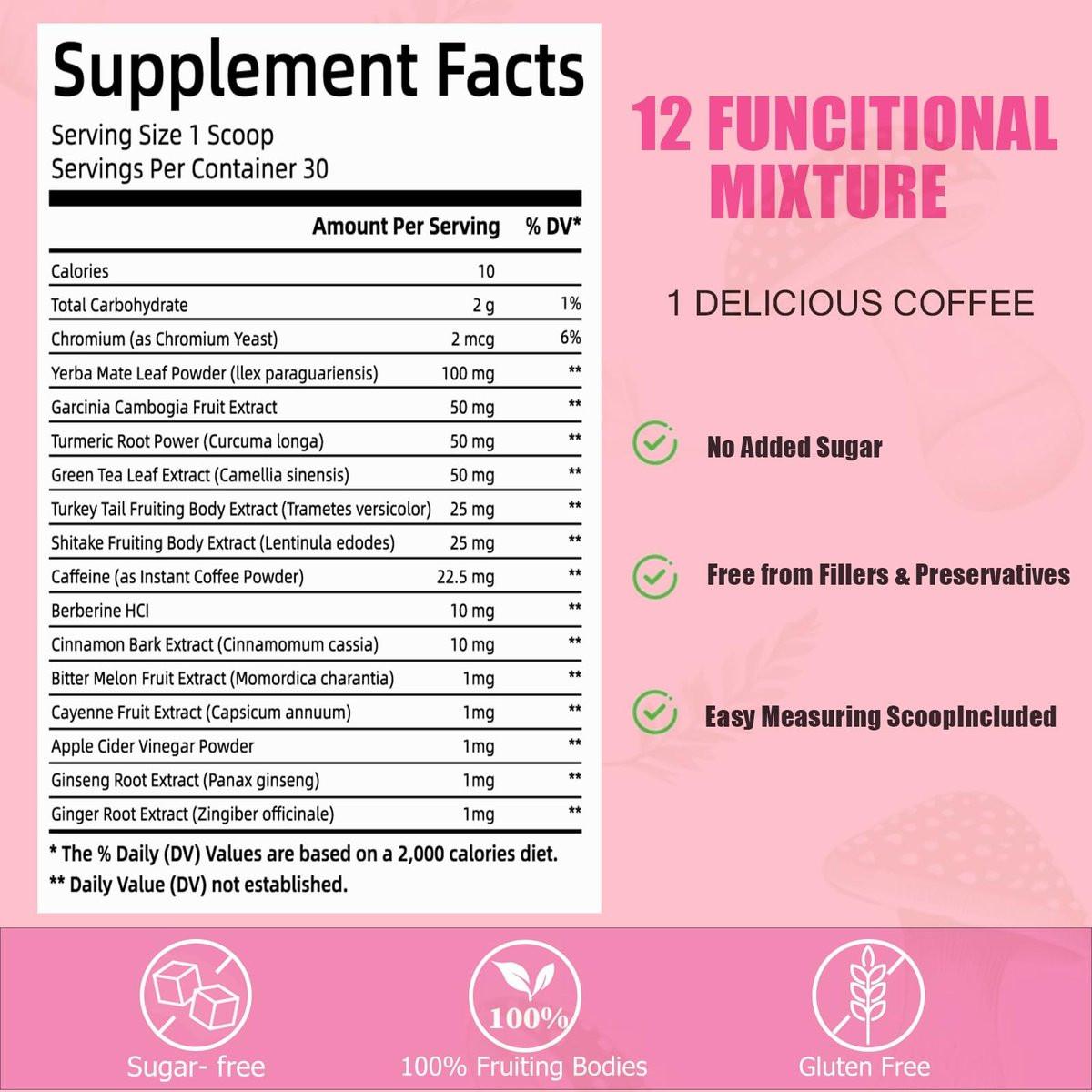 Itiban Slim Mushroom Coffee – Schlanker Kaffee mit Berberin, Zimt, Yerba Mate, Kurkuma & mehr für Stoffwechsel-Boost – 30 Portionen