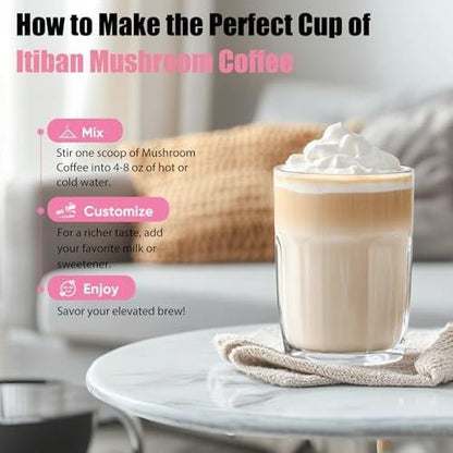 Itiban Slim Mushroom Coffee – Schlanker Kaffee mit Berberin, Zimt, Yerba Mate, Kurkuma & mehr für Stoffwechsel-Boost – 30 Portionen
