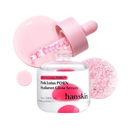 Hanskin PDRN Pink Peptide Hyaluron Glow Serum – 200.000 ppm Pink Lotus Vegan PDRN | Intensiv feuchtigkeitsspendende Glow Ball Essence für Glas-Haut, Straffung & Festigung | Koreanische Hautpflege 30 ml